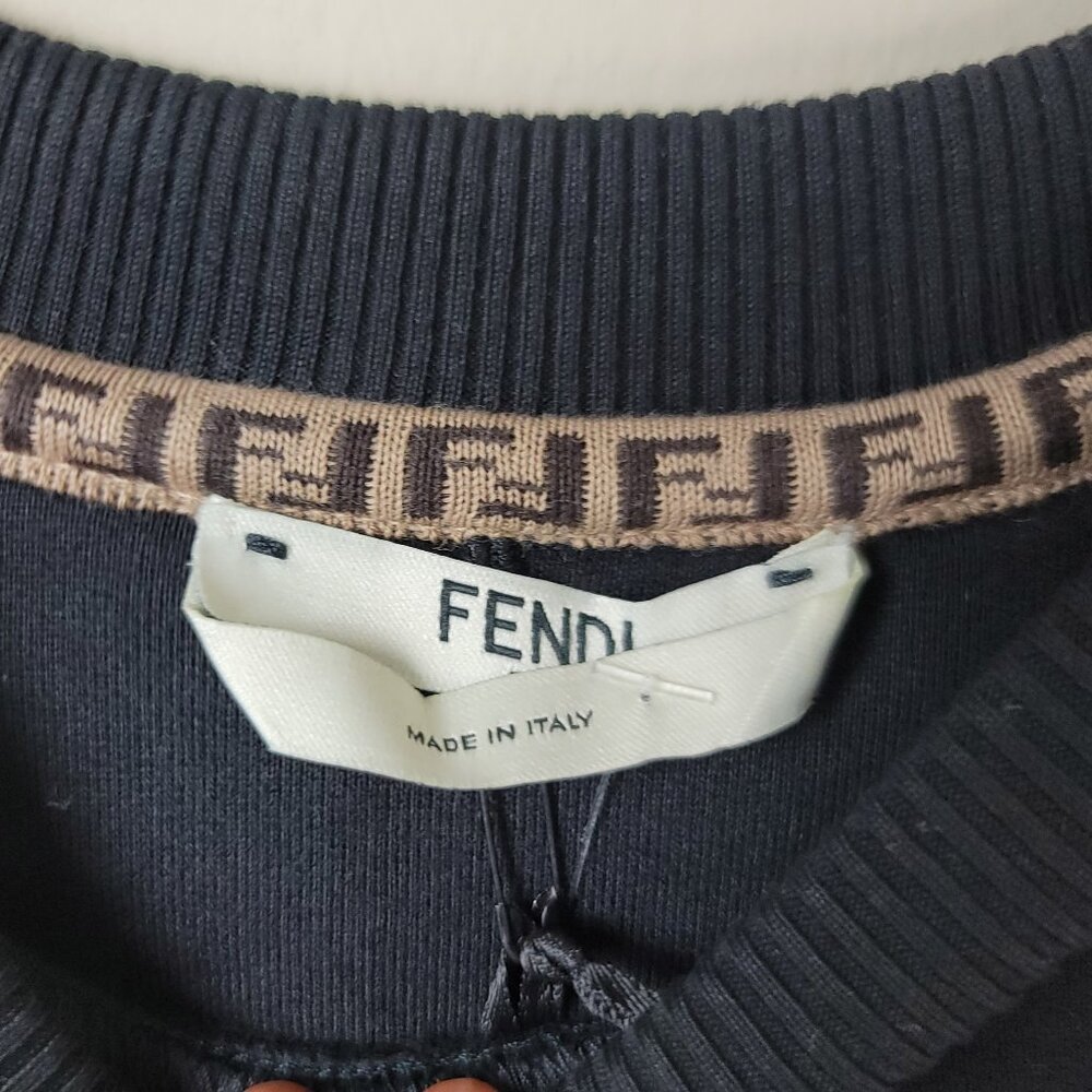 Fendi Embroidered Logo Crewneck Sweatshirt Women M Black NWT - Picture 13 of 15